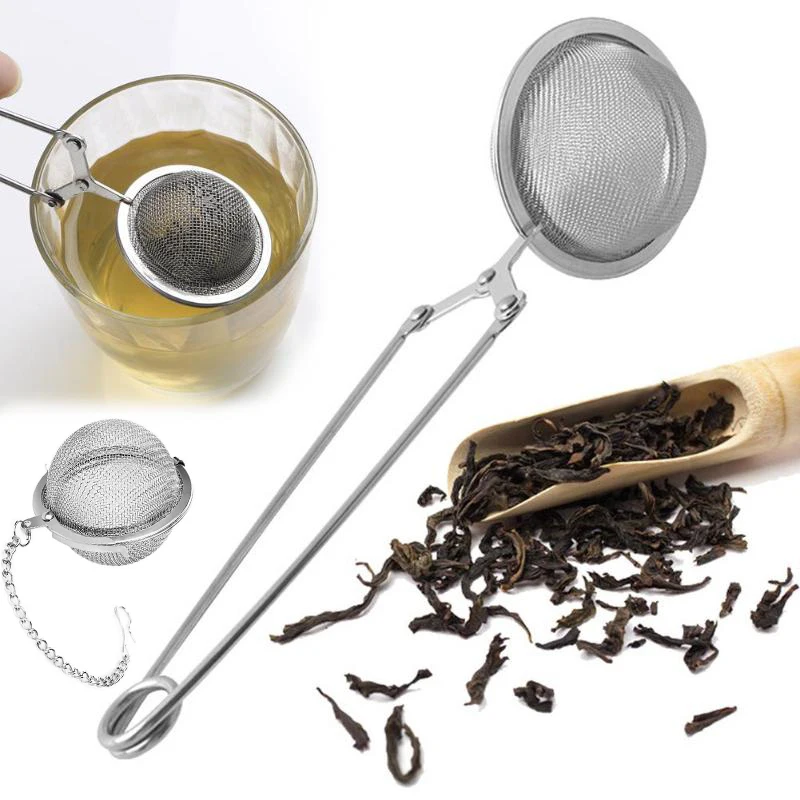 

H806 4.5CM Home Mesh Herb Spice Filter Strainer Tea Strainer Long Handle Stainless Steel Teapot Ball Shaped Tea Infuser, Multi colour