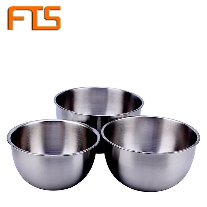 

FTS Wholesale Commercial Flour Mixing Bowls Set Hotel Kitchen Multipurpose Large 304 Stainless Steel Salad Bowl