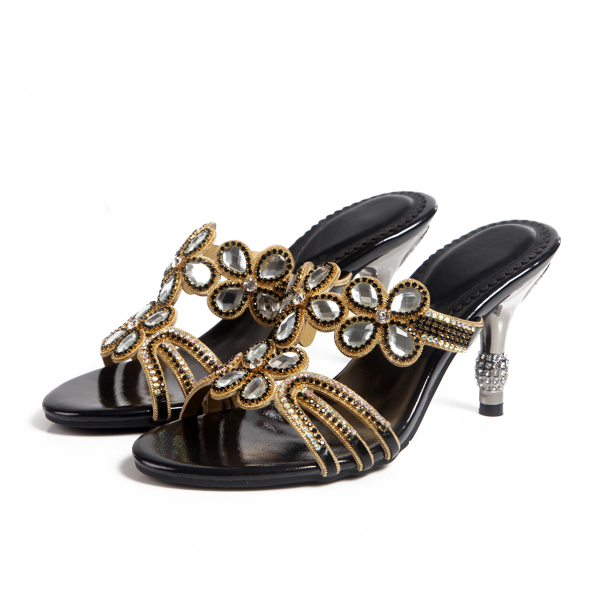 

Luxury Rhinestone Ladies Shoes Heels Women High Heel Shoes Italy Sandalias Women Sandals