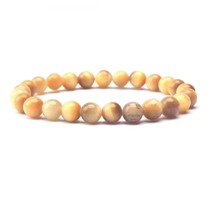 

Luxury Custom logo 8mm gold bali bead mens natural stone premium red green pink tiger eye bracelet