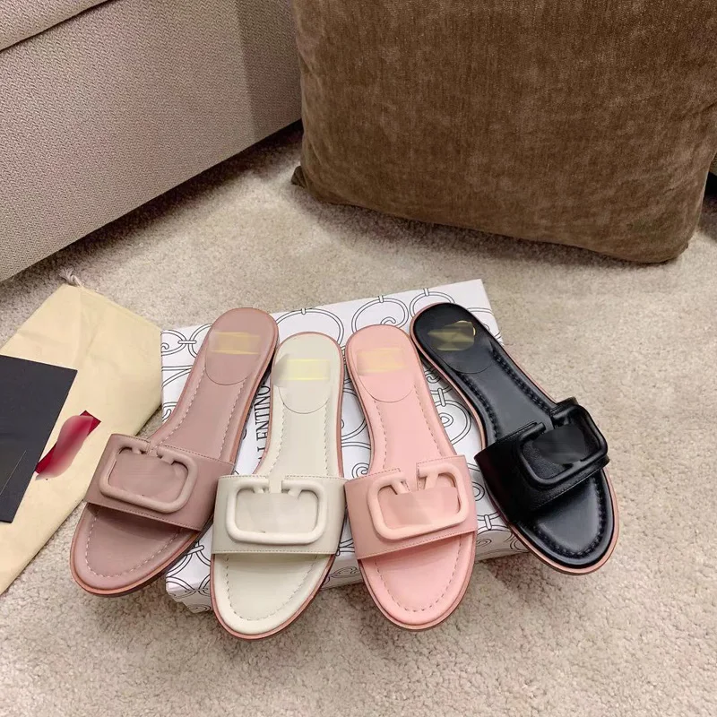 

Summer 2021 new flat bottom flip-flops for women leather, all-around flat bottom slipper
