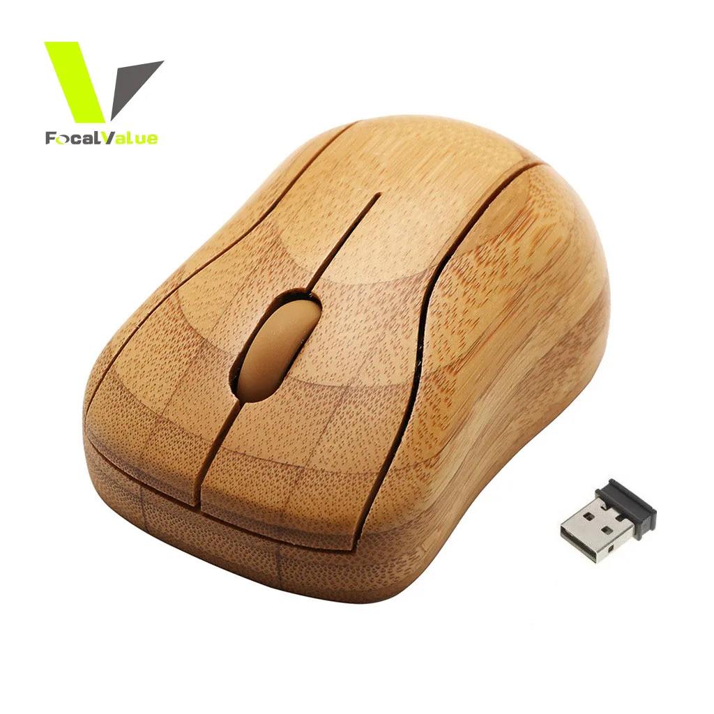 Free Ship 2.4G Wireless Optical Bamboo Mouse 3 Adjustable DPI Computer Mouse with USB Receiver for Notebook PC Laptop Computer