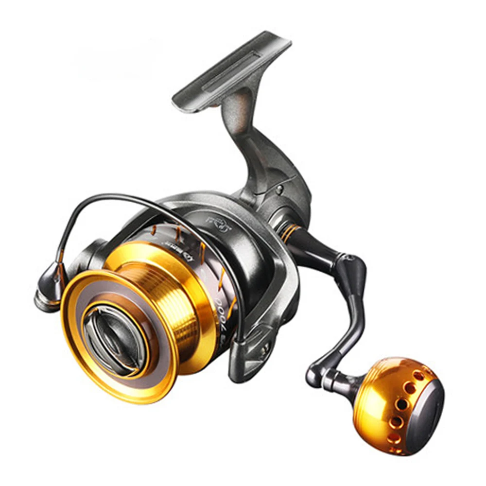 

Newbility 5.2:1 4.7:1 9+1BB Full Metal Smooth Casting Saltwater Spinning Fishing Reel, Gold and black