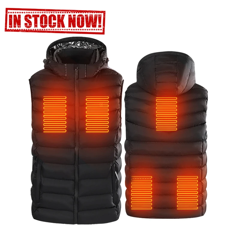 

IN STOCK Winter Heated Vest Temperature Control Waterproof Usb Charging Warming 5v 5 Smart Heating Zones Mans Heated Vest, Black