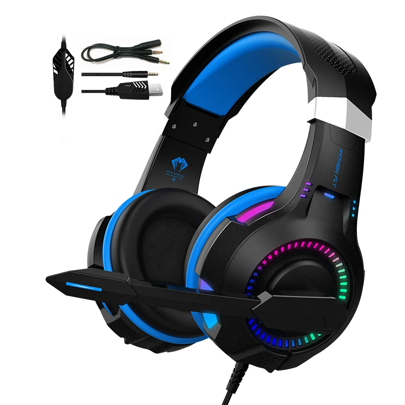 

Wholesale Waterproof RGB PS4 Headphones Noise Cancelling USB LED Wired VR Gaming Headset With Mic For PC