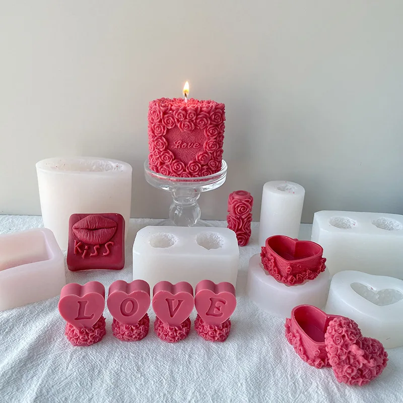 

New 3D Love Heart Silicone Candle Mold Valentine's Day Wedding Anniversary Decor DIY Homemade Scented Candle Mold, White