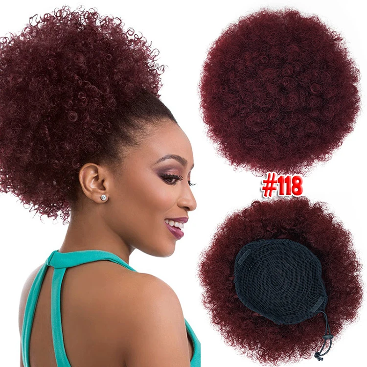 

Wholesale Synthetic Chignon Afro Kinky Hair Bun Clip In Hair Extensions