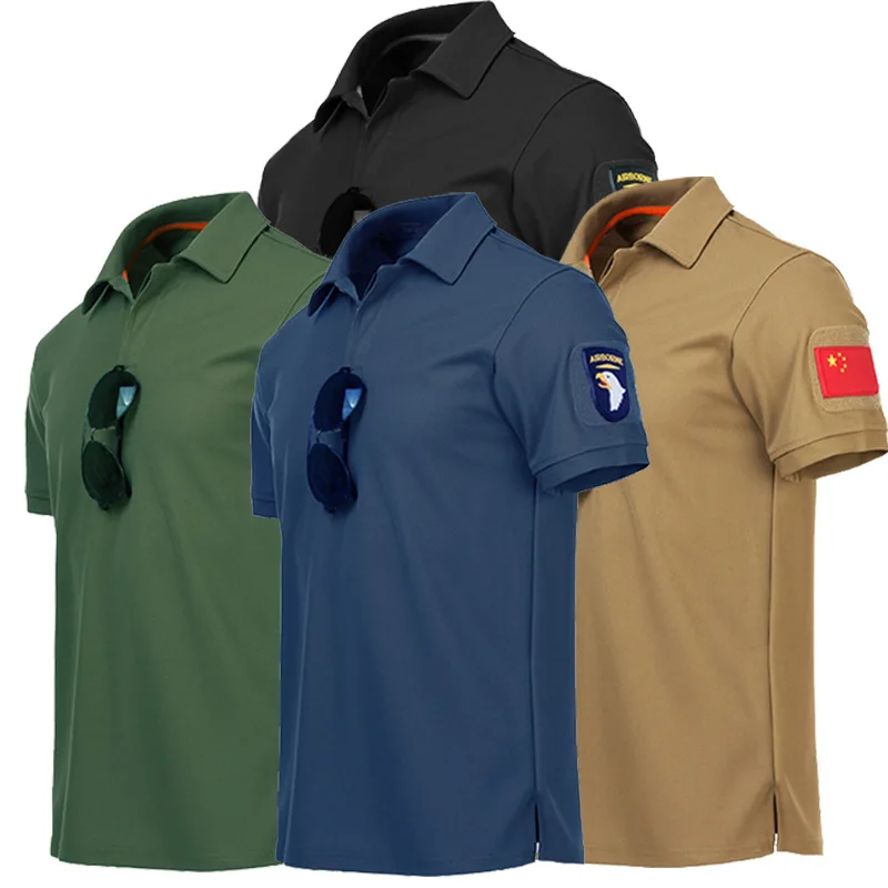 

tactical lapel polo shirts short sleeves commando men's army fan 100% polyester plain t-shirts for men