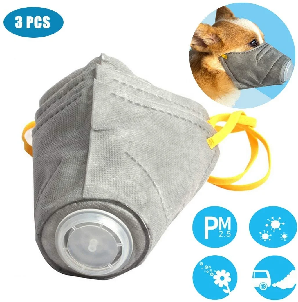 

Wholesale Manufacturer Adjustable Breathable Muzzle Anti-bite Mouth Smoke Protection PM 2.5 Animal Face cover For Dogs, Gray