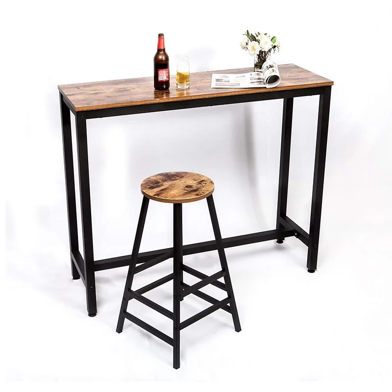 
Sturdy Metal Frame Easy Assembly Bar Furniture Rectangular Pub Dining Table for kitchen 