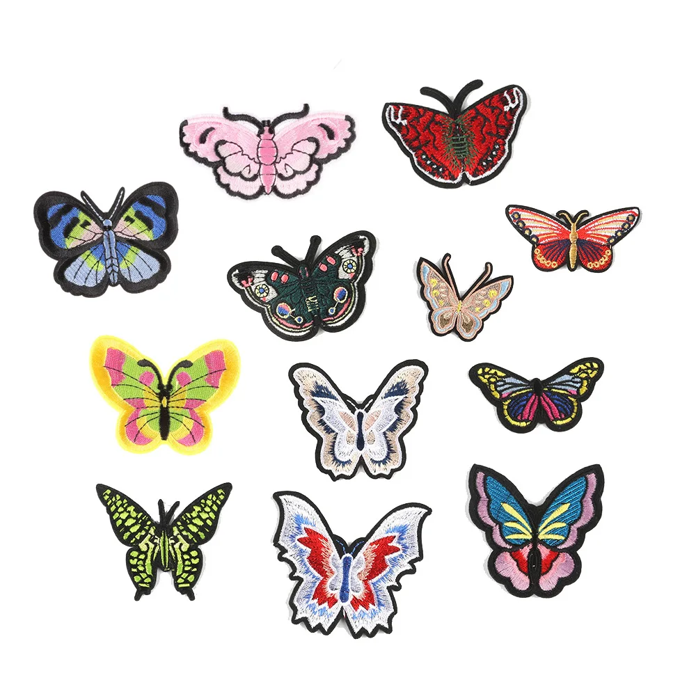 

yiwu wintop hot sale decorative iron on cuustom butterfly patches embroidery for bag clothes