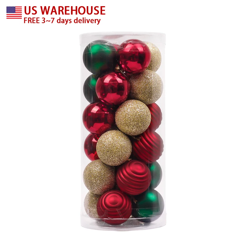 

EAGLEGIFTS  24pcs red and gold green christmas ball ornament decoration, Red/green/gold