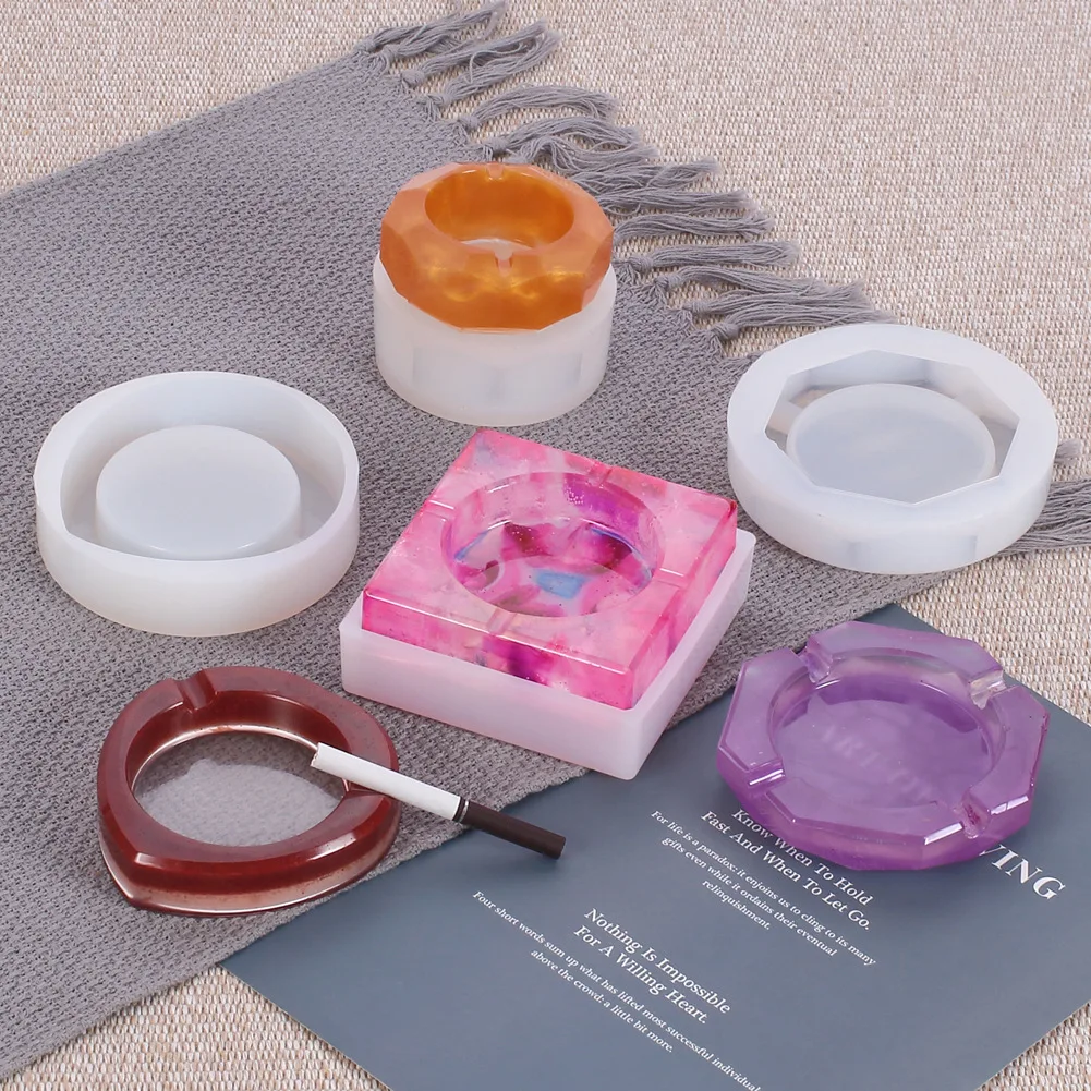 

DIY Creative Crystal Epoxy Resin Ashtray Home Office Ashtray Candle Holder Silicone Mold, Picture