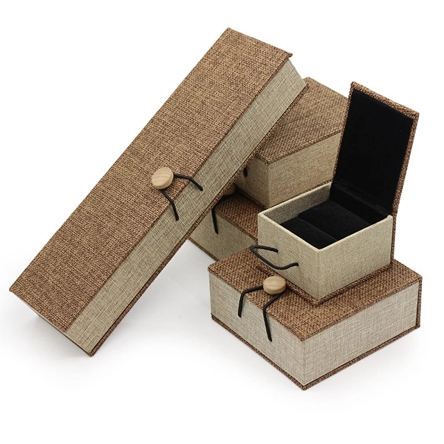 

High Quality Linen MDF Ring Jewelry Box Wholesale, Customized color