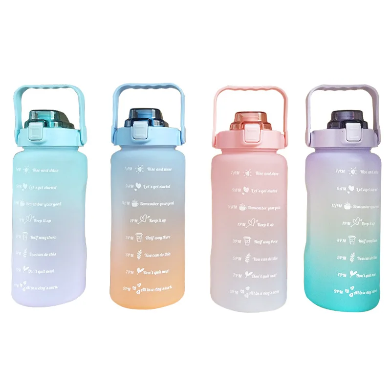 

Wholesale Amazon best selling Half Gallon 64 Oz Motivational Sports Water Bottle With Time Marker Large Bpa Free Jug Handle, Customized color acceptable