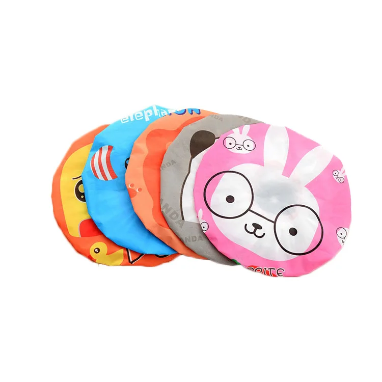 

D2126 Cute Cartoon Pattern Women Shower Caps Animal Print Waterproof Shower Cap