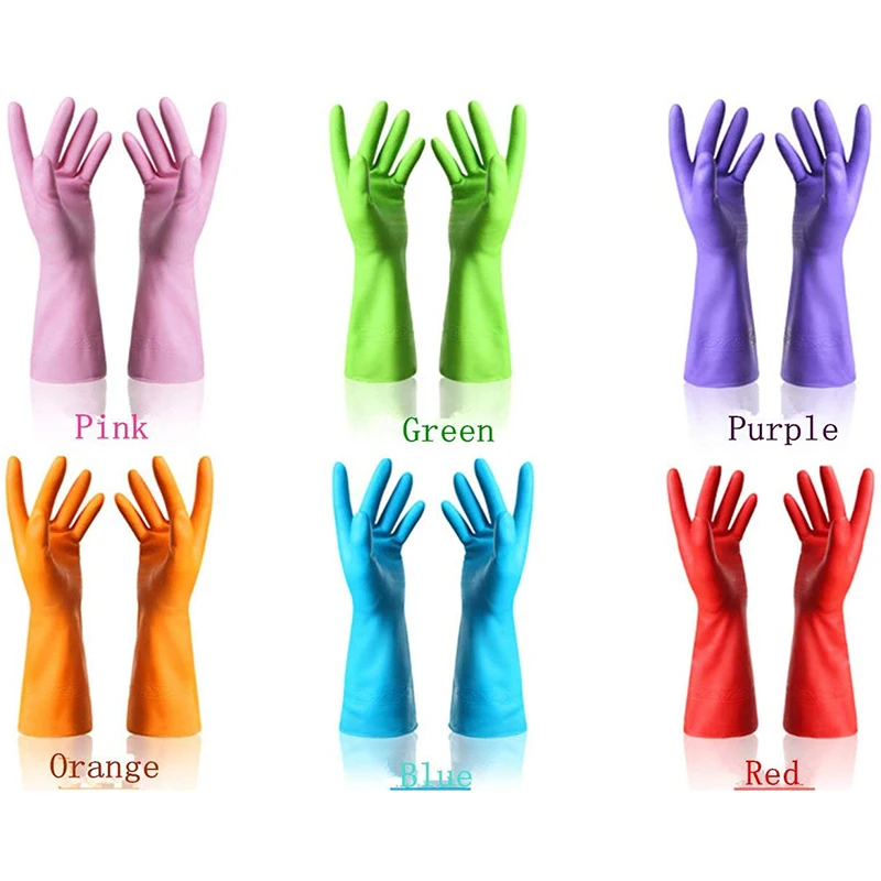 

Household Gloves - Waterproof Rubber Latex Cleaning Laundry Gloves Dishwashing Gloves for Kitchen Dish Washing Laundry (large), Pink,blue,orange,purple,green,red