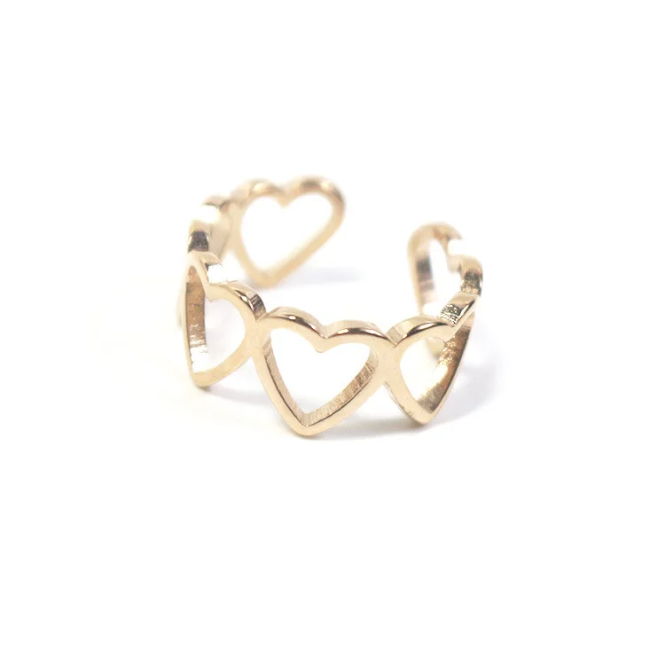 

Factory direct hot sales titanium stainless steel jewelry ring hollow heart-shaped Love Ring, Available