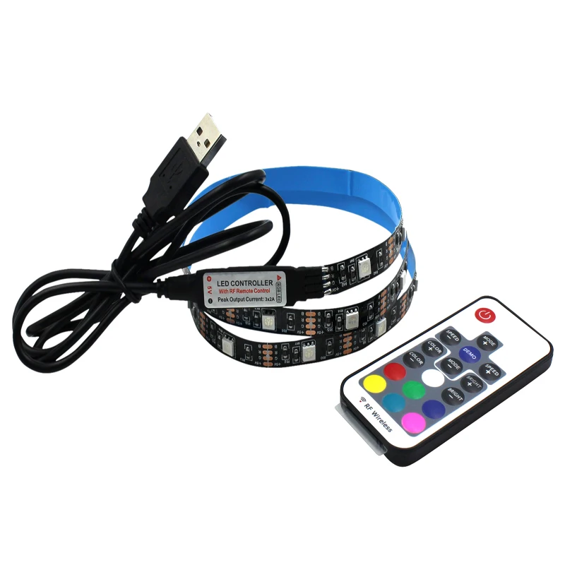 Flexible 16.4ft 5 meters DC5V  RF Remote controller  5050RGB  USB TV  led  strip light