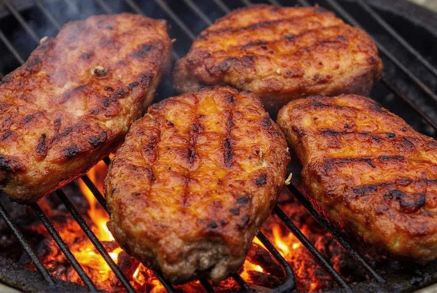 Essential BBQ tools including tongs, brush, gloves, thermometer