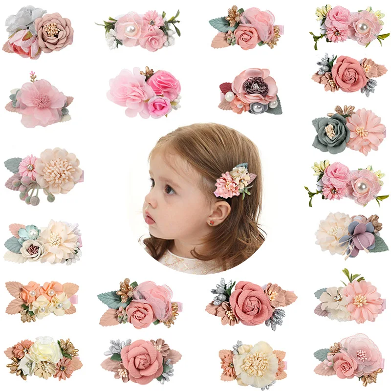 

Hot Selling Simulation Flower Hair Clip Set For Kids Girls