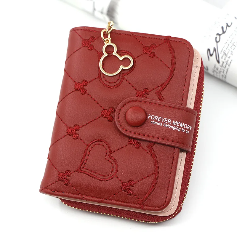 

Brand mickey heart embroidery Small Mini Coin Purse Hasp Card Holder eco friendly female purse wallet, Customized color
