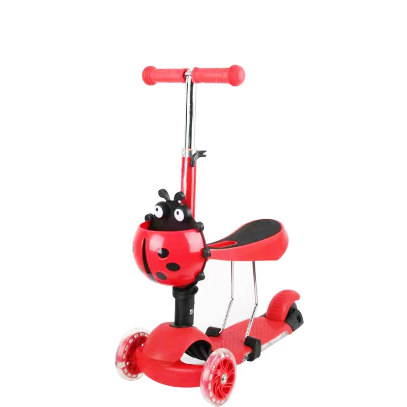 

wholesale customized hot sale Adjustable flicker wheel with seat 3 wheel scooters for kids