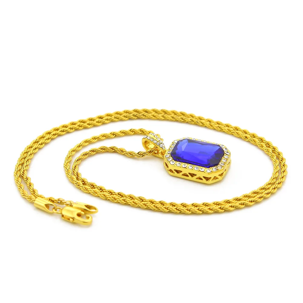 

Hot sell Mini gem stone diamond boutique hip hop men's gold filled snake necklace