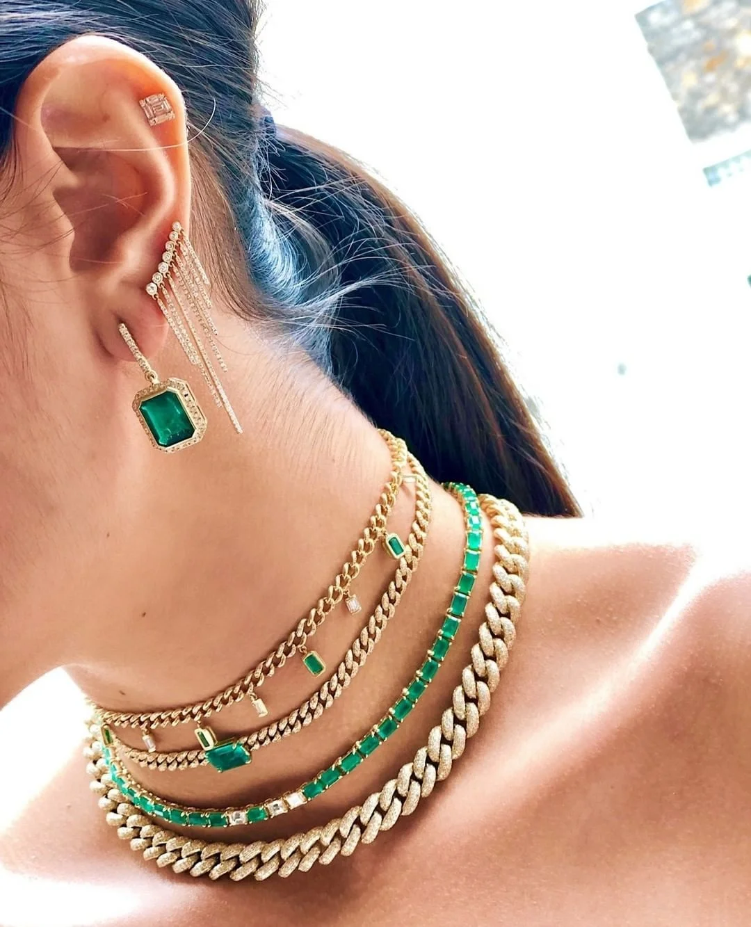 

Beautiful luxury Emeralds cz tennis chain choker necklace Jewelry Making for women lady hip hop fashion choker wholesale, Black