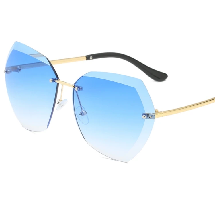 

Hot Selling Shades 2021 Women Goggles Navy Blue Frameless Sunglasses Uv400 Polarized Retro Sunglasses, Mix color