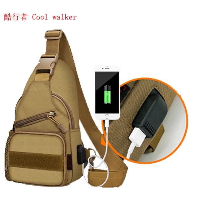 

New product 31 * 18 * 8cm outdoor tactical shoulder chest USB bag with water bottle bag, Camouflage,black,wolf brown