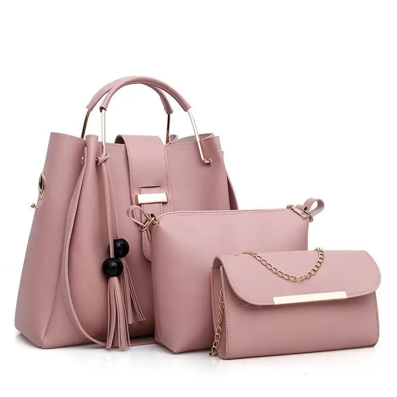 

Hot Selling Beauty 3 Pieces Set Handbag New Style Leather Bag For Women Purses Handbag Set, 6 colors
