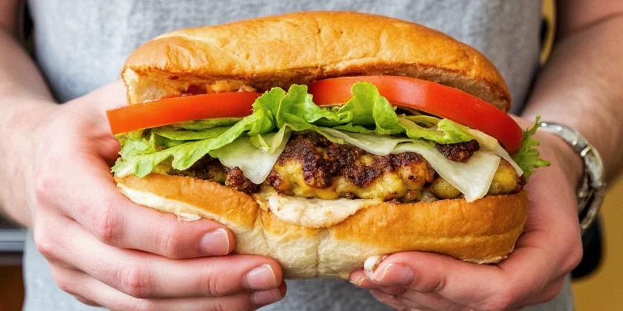 Someone holding a delicious-looking banh mi
