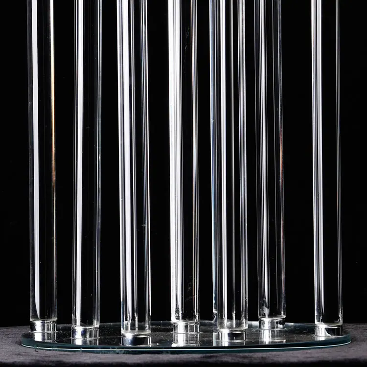 10 Arms Clear Glass Tubes Crystal Candelabra Tall Wedding Table