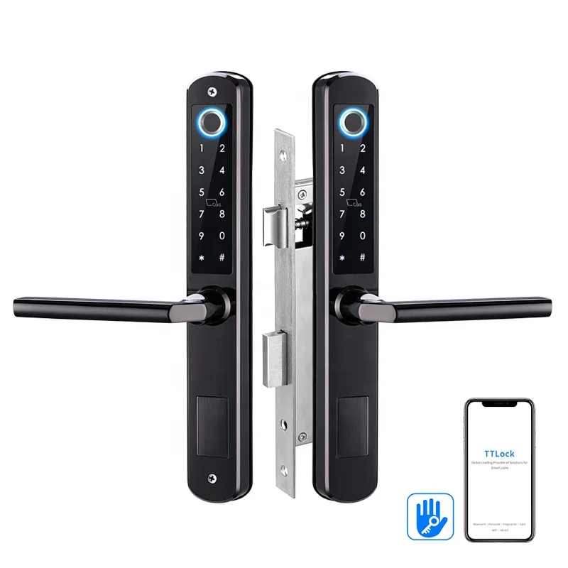 

Ttlock APP Remote Double Sided Combination Glass Door Lock with Fingerprint Guangdong hyh Hardware