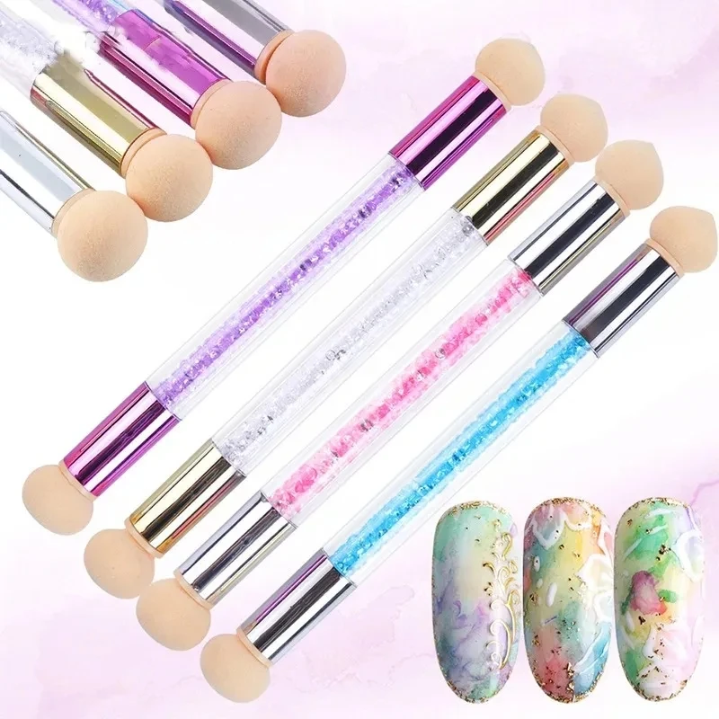 Double Head Gradient Sponge Pen Nail Art Brushes Pen Acrylic Gel Glitter Powder Picking Dotting Tools Manicure Supplies