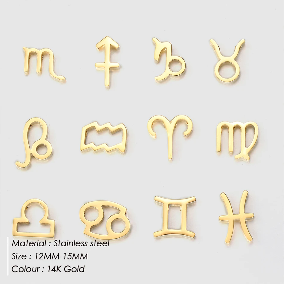 

Chihang Slided Astro Horoscopes Pendant Charms 316L Stainless Steel Bracelet Charms Pendants DIY Jewelry Accessory, Gold/silver/rose gold