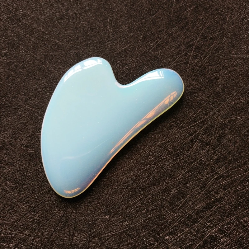

Natural Semi-precious Stone Heart Opalite Gua Sha Board Tool Facial Massage Slice