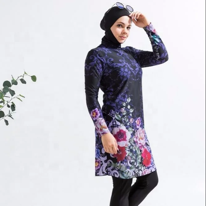 

2021 New Design Floral Printing Muslim Swimsuit  Sport Wear Factory Outlet
