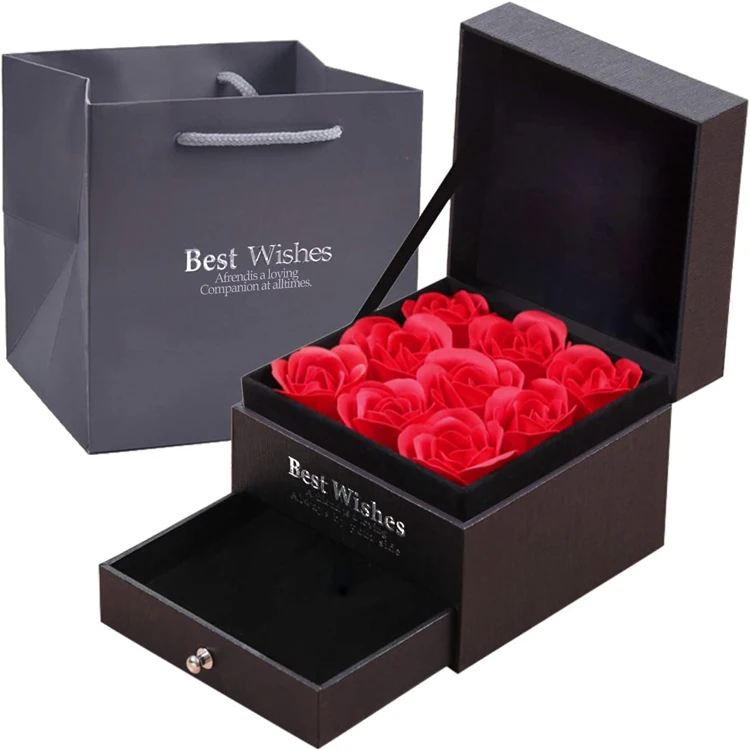 

Hot Selling Perfume Rose Soap Flower Gift Box Roses Packaging For Valentines Day Gift