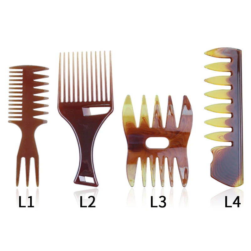 

Wholesale retro-style wide-tooth comb double-side insert comb men's back hair oil hair style texture comb, Amber/black/white