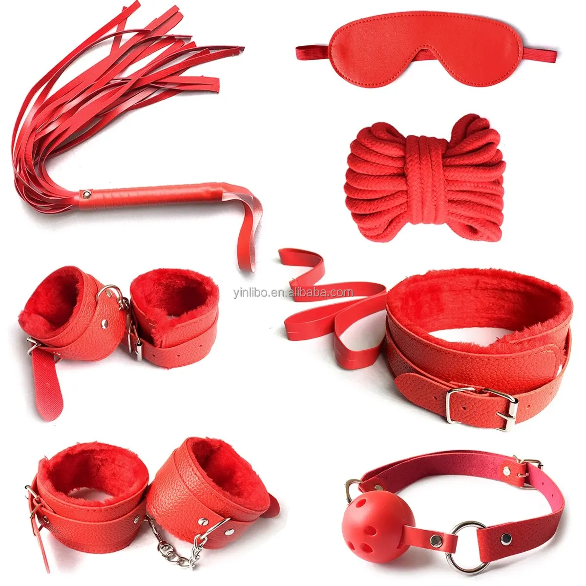 

7pcs/set High-Qulity Bdsm Bed Bondage Handcuffs Collar Gag Erotic Kits Genuine Leather Restraint SetSex Toys For Women Couples