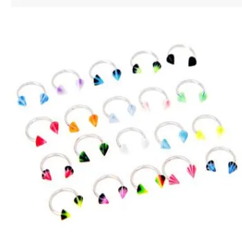 

lot Steel Assorted Colors Spike&Ball Horseshoe Piercing Circular Barbell Nose Hoop Ear Cartilage Tragus Ring Body Jewelry
