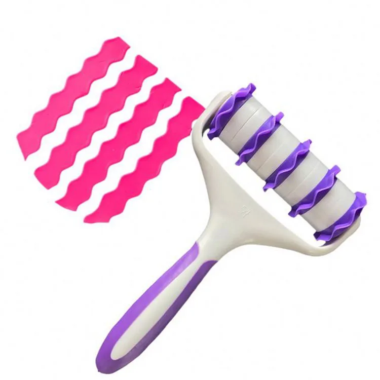 

New Product DIY Tools Baby Safe Material Home Garden Gadgets Fondant Strip Ribbon Cutter Cake Lace Rolling Knife, Purple