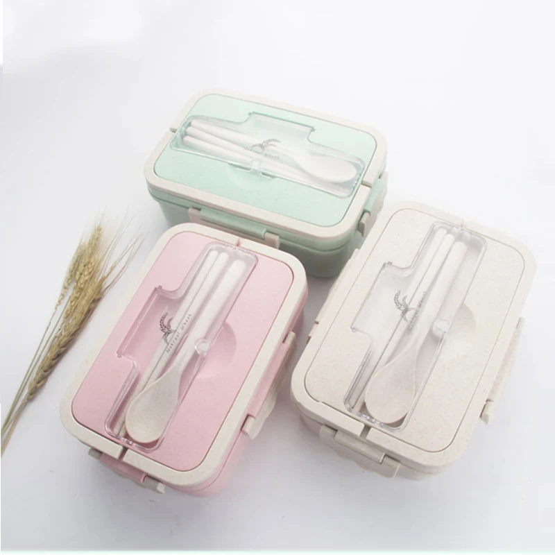 

Custom Biodegradable Wheat Straw Bento Box Leak-proof Bento Lunchbox For Kids, Nordic brown, nordic pink, nordic green, nordic blue