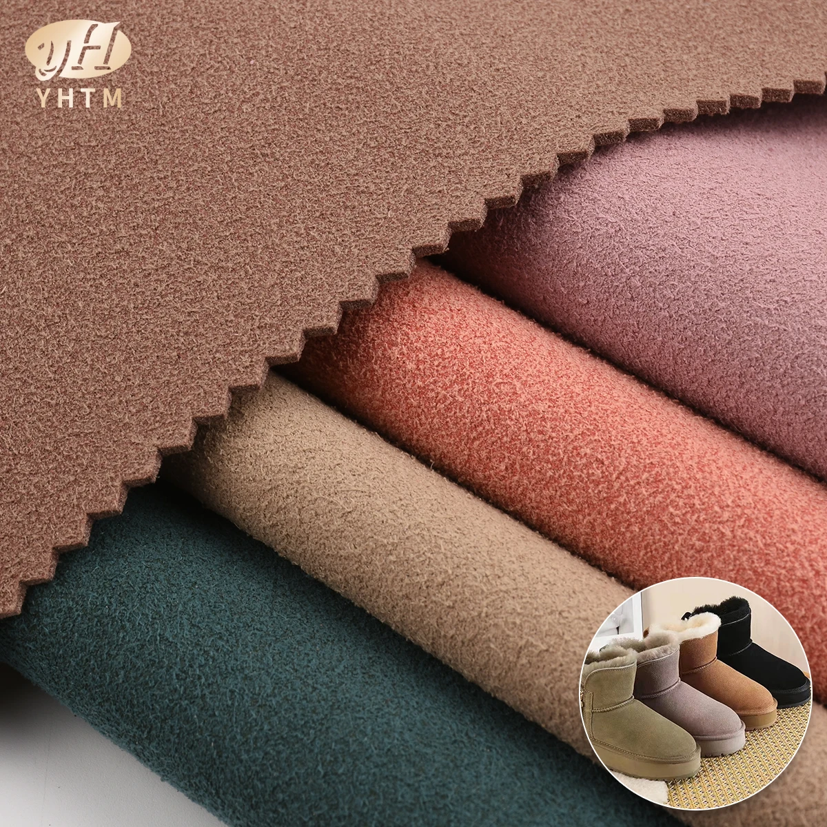 Autumn Winter Shoe Material Strong Granular Bovine Suede Water-Based Microfiber Artificial Leather Turned Effect for Bags Sofas