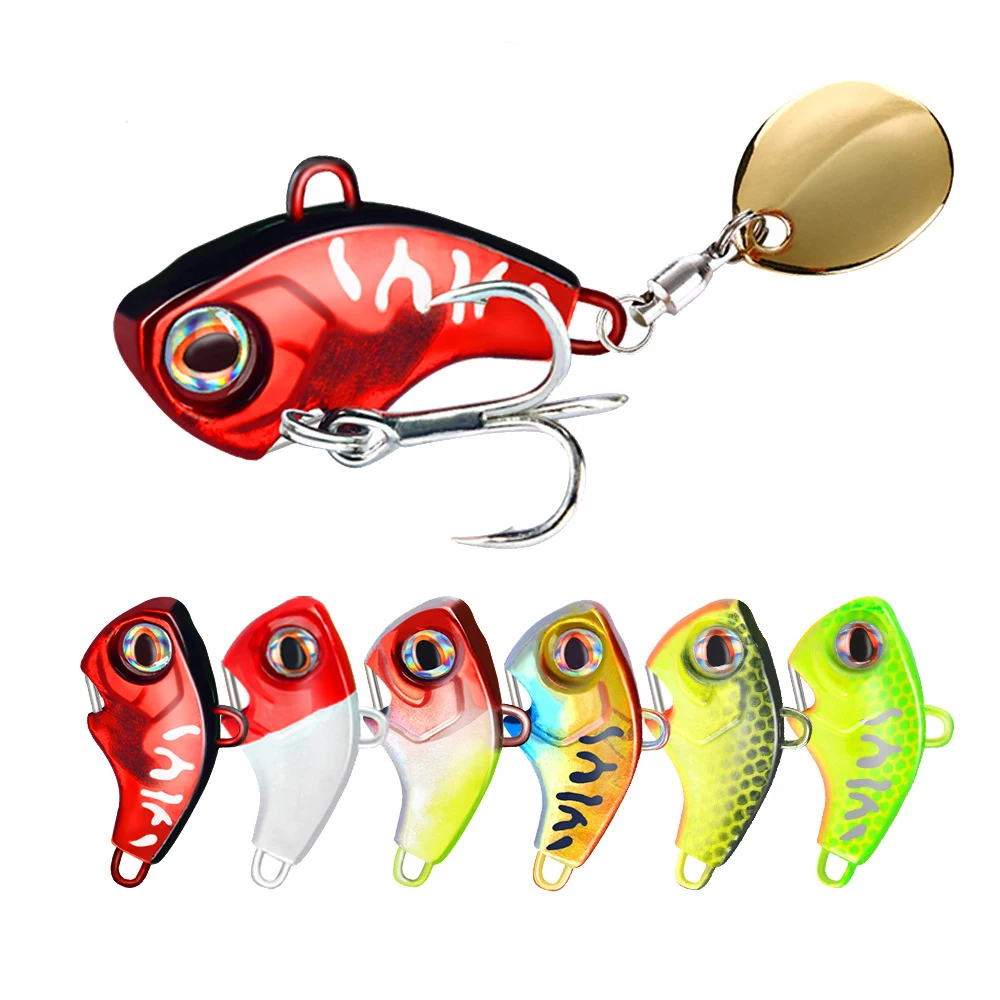 

WEIHE 9g 13g 16g 22g Metal Mini VIB With Spoon Fishing Lure Hard Fishing Tackle Pin Crank bait Vibration Spinner Sinking Bait, 6colors