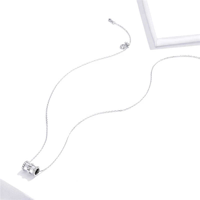 

Fine Jewelry Accessories Women Geometric Barrel Beads Chain 925 Sterling Silver Necklace