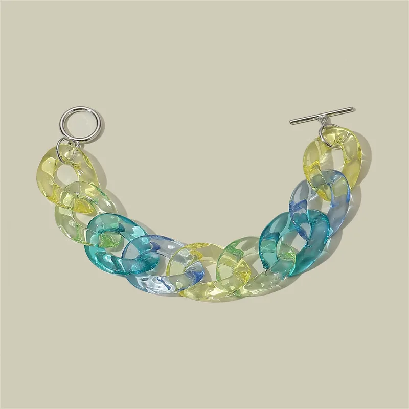 

Fresh Summer Jewelry OT Link Chain Clasp Acrylic Resin Bracelet Clear Jelly Colors Acrylic Link Chain Bracelet for Women