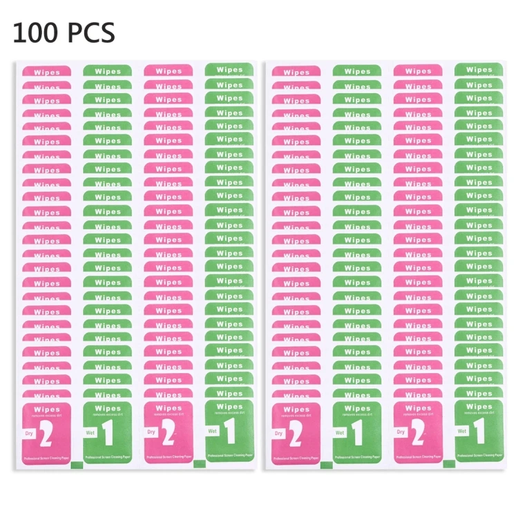 

100 PCS Tempered Glass Camera Lens Phone Screen Dust Removal Dry Wet Cleaning Wipes Paper Set Alcohol Pack